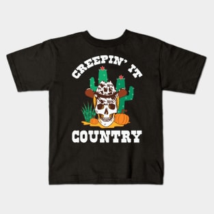 Creepin’ it Country Western Skeleton Kids T-Shirt